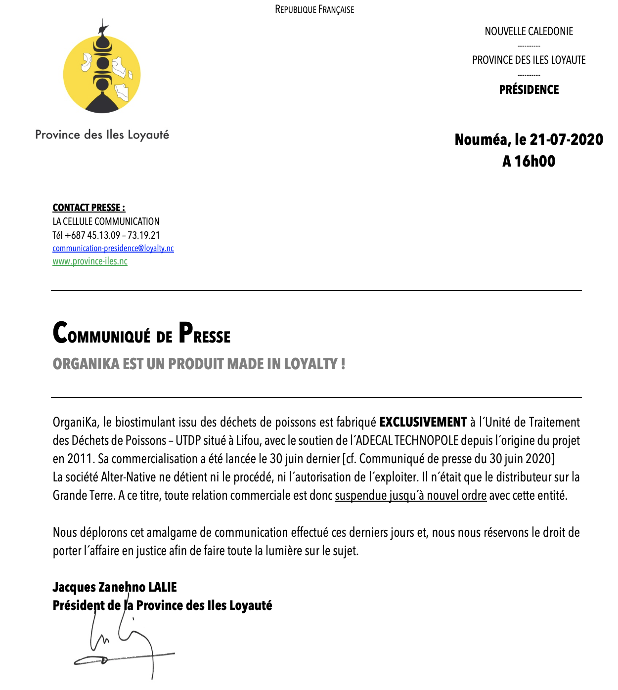 communiqué presse 21072020